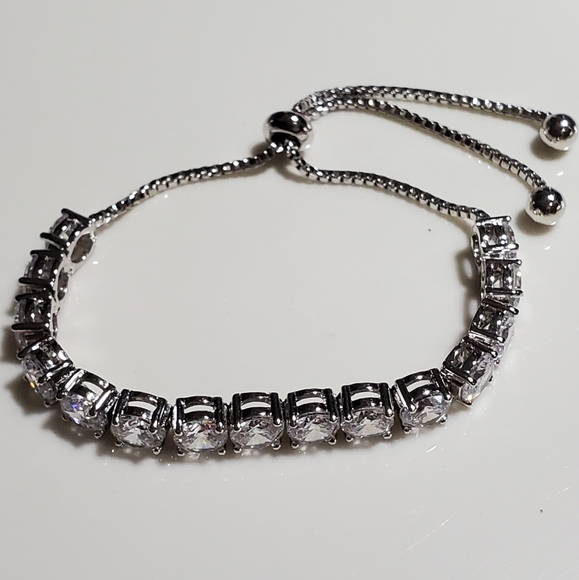 Swarovski Elemements Silver tone Adjustable Bracelet - Picture 3 of 5